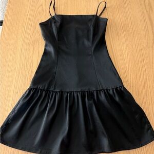 Sunday Best Black Mini Dress with Spaghetti Straps